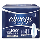 Always Ultra, Ultra Night, дамски превръзки с крилца, 7 бр.