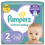 Пелени за бебе, Pampers Active Baby, размер 2, 4-8 кг, 76 бр.