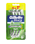 Gillette Blue 3 Sensitive, самобръсначка за еднократна употреба, 6 бр.