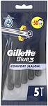 Gillette Blue 3 Comfort Slalom, самобръсначка за еднократна употреба, 5 бр.