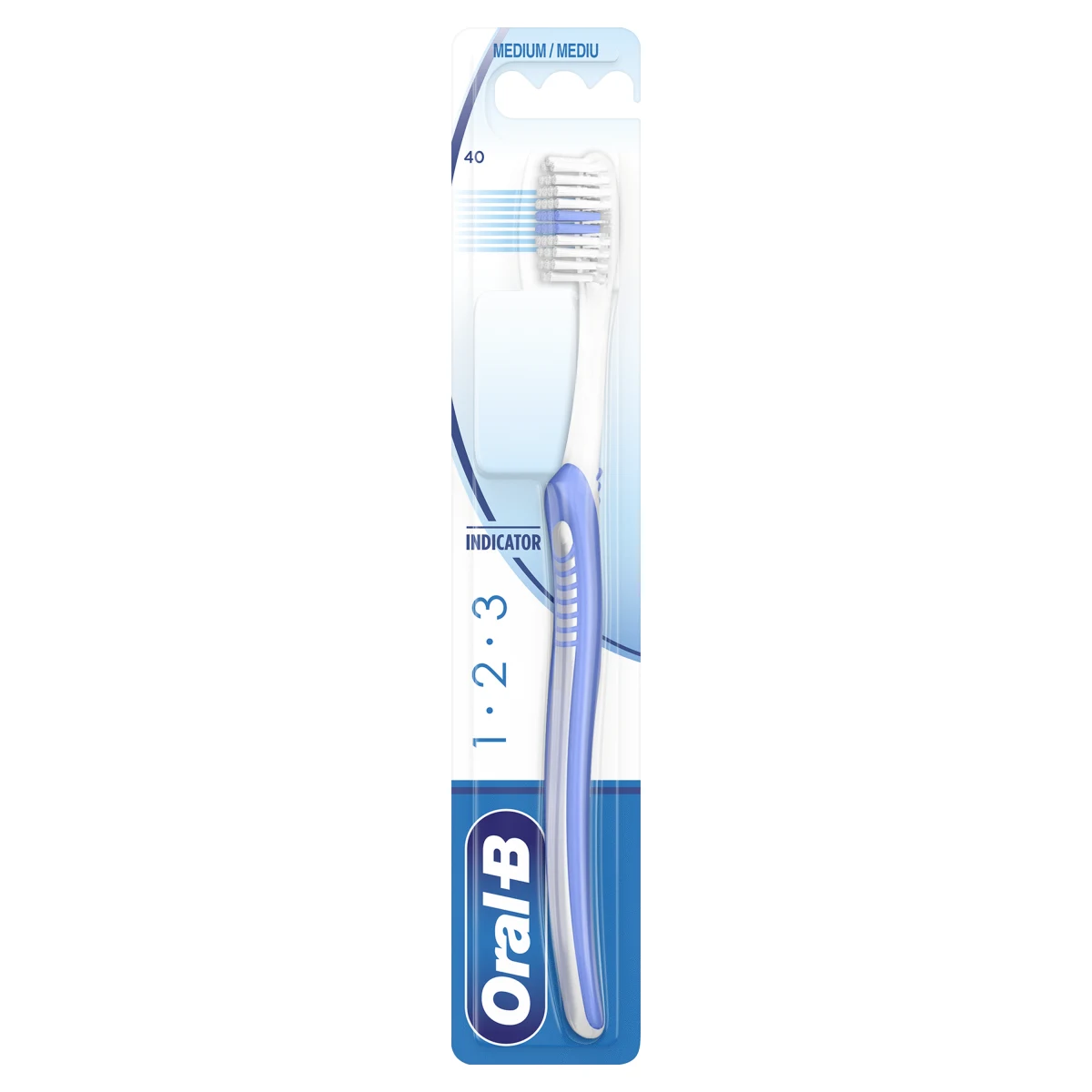 Oral-B 1-2-3 Indicator Medium 40, Четка за зъби с индикатор и капаче, 1 бр.
