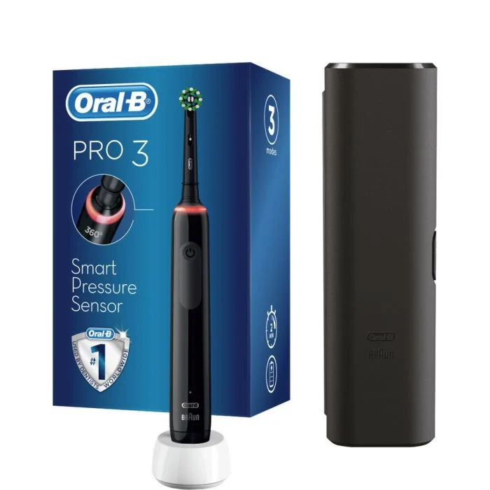 Oral-B Pro 3 3500 Black, Eлектрическа четка за зъби, 1 бр.+ Калъф за пътуване