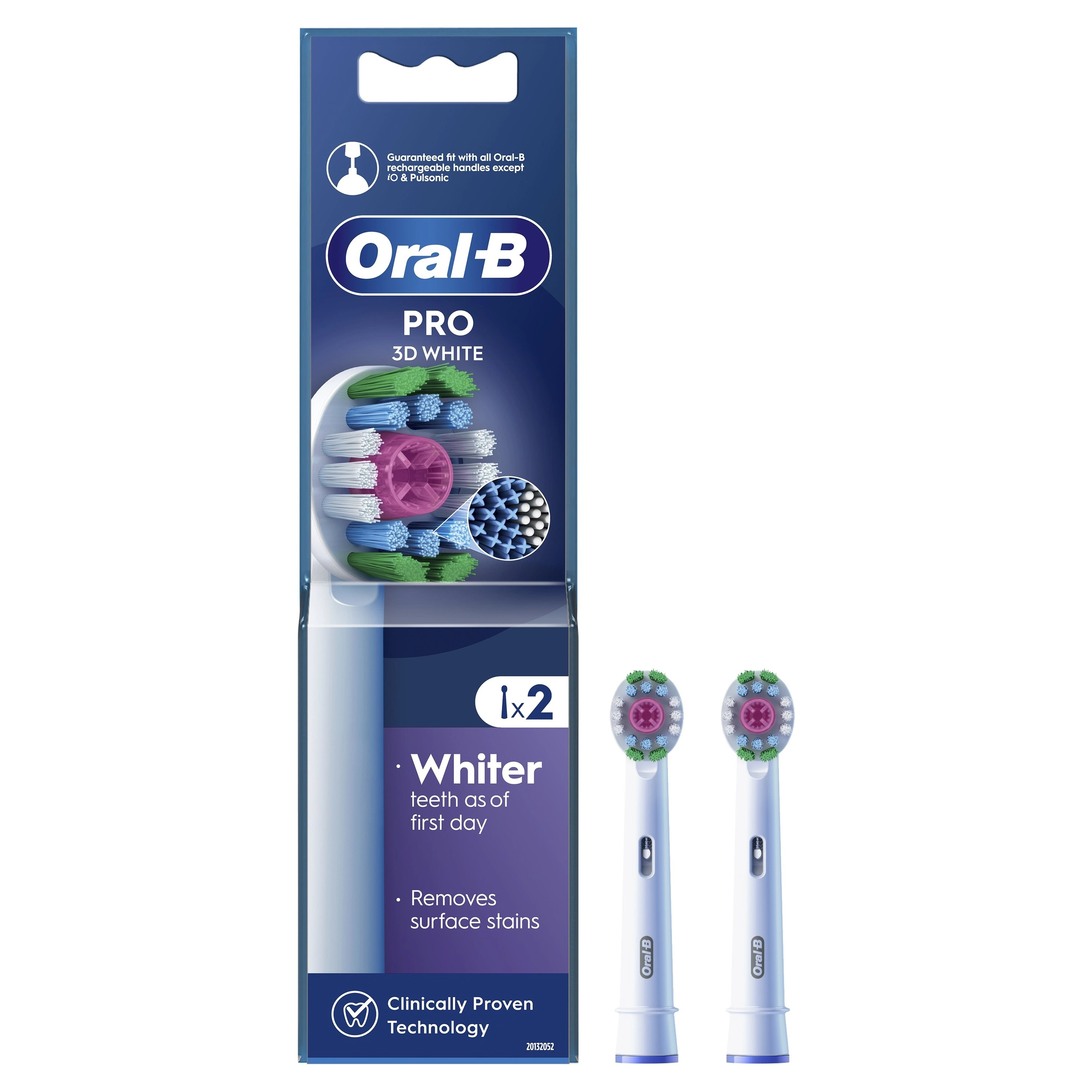 Oral-B EB 18-2 3D White, Накрайници за електрически четки, 2 бр.