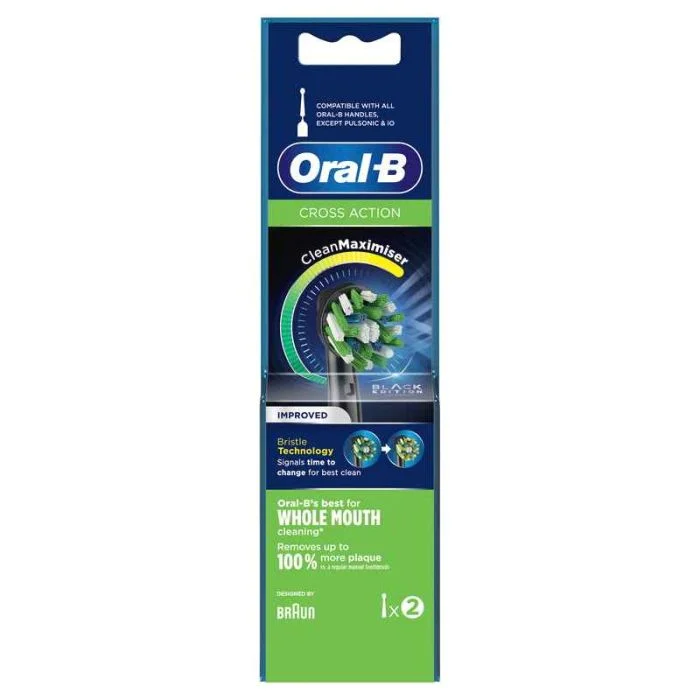 Oral-B EB 50-2 Cross Action, Накрайници за електрически четки, черни, 2 бр.