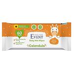 Event Baby, бебешки мокри кърпички с екстракт от невен, 60 бр.