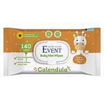 Event Baby, бебешки мокри кърпички с екстракт от невен с капак, 140 бр.