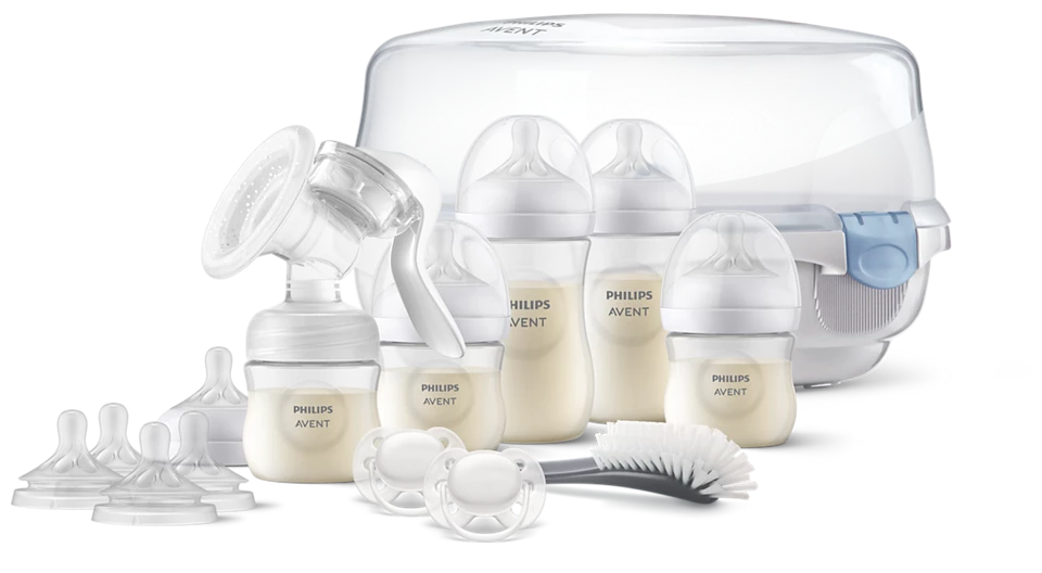 Philips Avent, комплект за кърмене с ръчна помпа за кърма и стерилизатор за бутилки, SCD430/50
