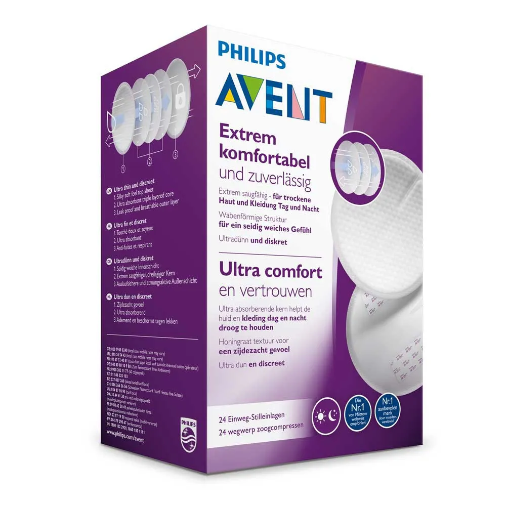 Philips Avent, еднократни подплънки за гърди, 24 бр.