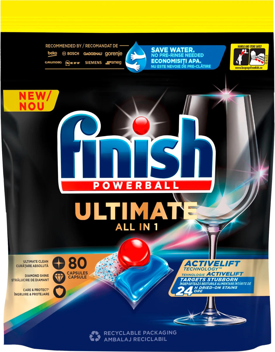 Finish Ultimate All In 1, таблетки за съдомиялна лимон, 80 бр.