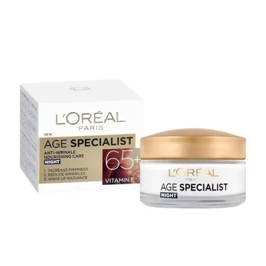 L'Oréal Age Specialist 65+, нощен крем за лице с лифтинг ефект, 50 мл