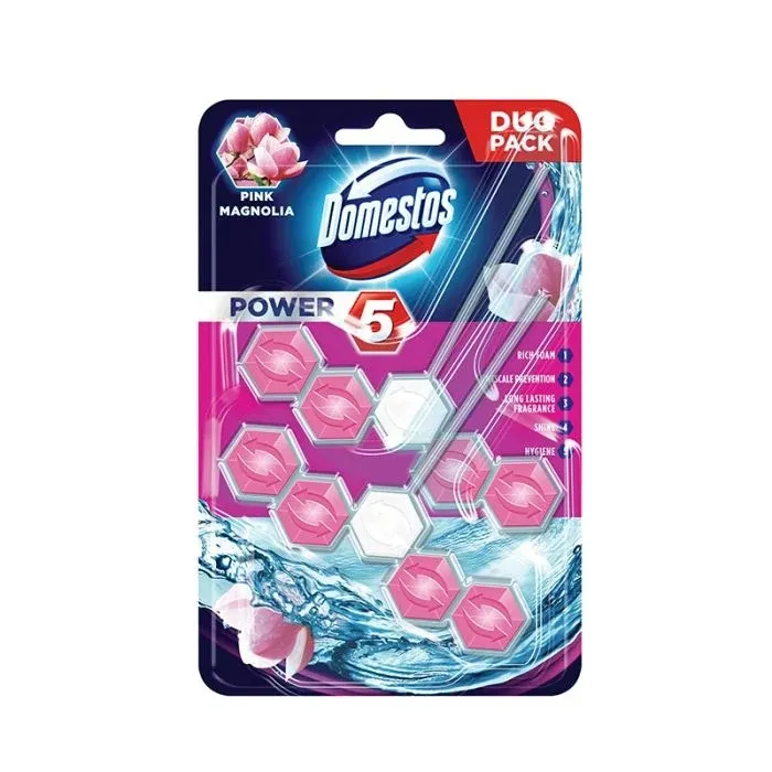 Domestos, Power 5 Magnolia, блокчета за тоалетна, 2 бр. x 55 гр.