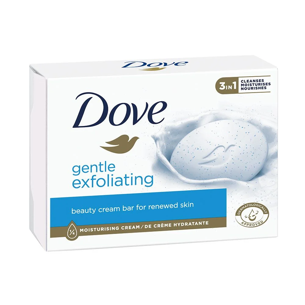 Dove, Gentle Exfoliating, 3in1, хидратиращ и подхранващ сапун, бар, 90 гр.