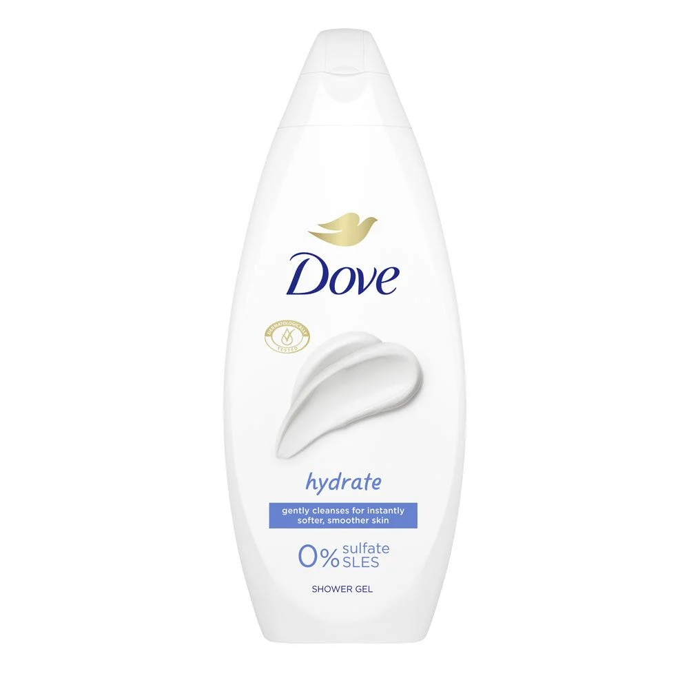 Dove, Hydrate, 0% Sulfate SLES, хидратиращ душ гел, 250 мл.