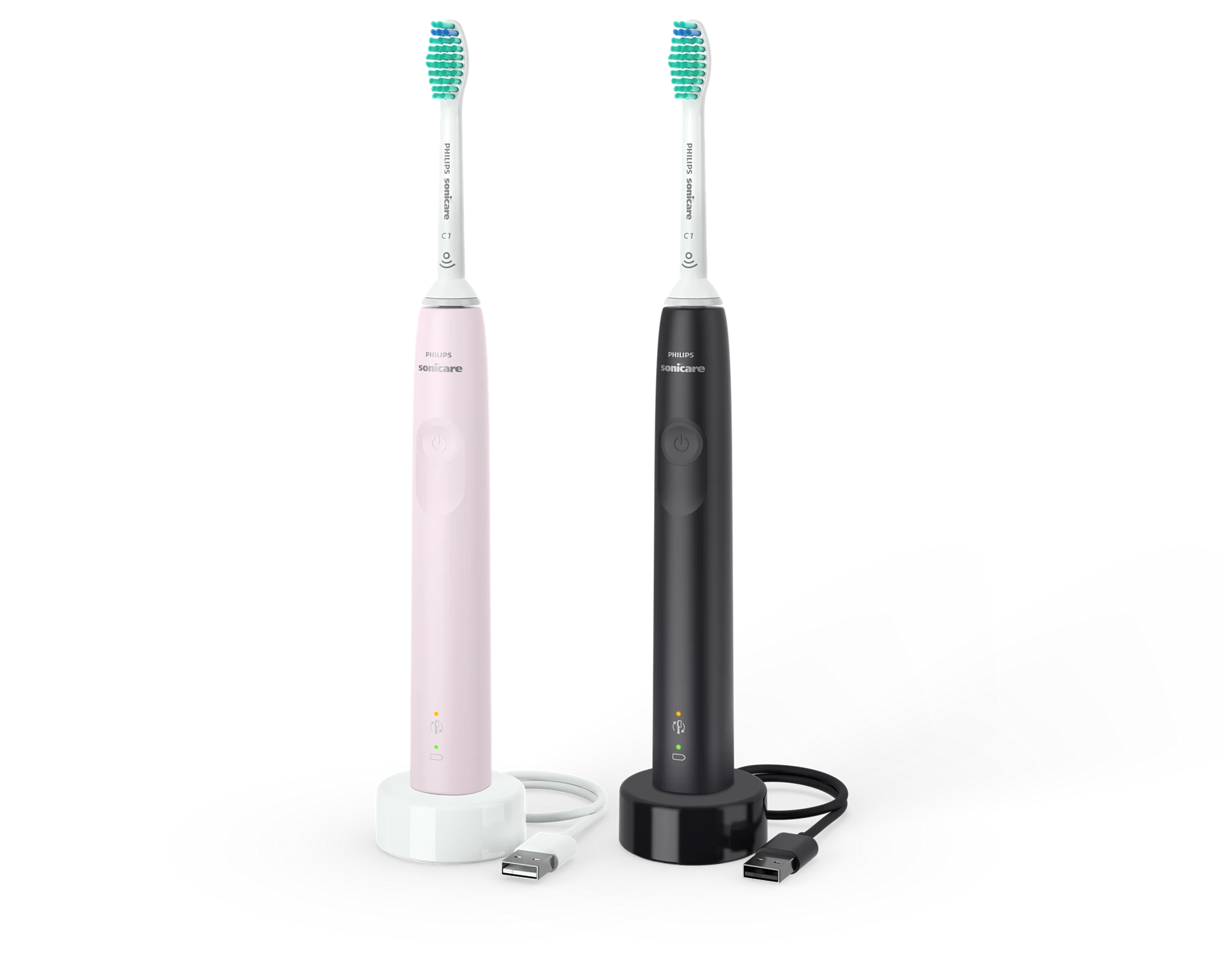 Philips 3000 Sonic HX3675/15, комплект eлектрически четки за зъби черна и розова, 1+1 бр.