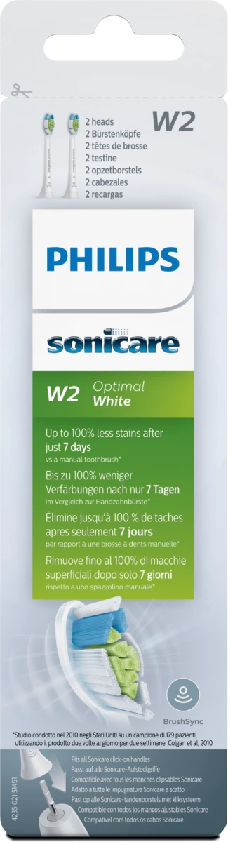Philips Sonicare Optimal White, накрайници за eлектрически четки за зъби бели, 2 бр.