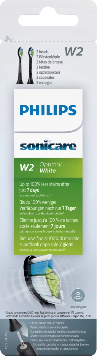 Philips Sonicare Optimal Black, накрайници за eлектрически четки за зъби черни, 2 бр.