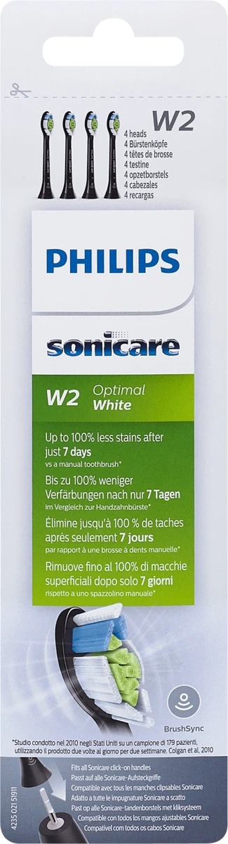 Philips Sonicare Optimal Black, накрайници за eлектрически четки за зъби черни, 4 бр.
