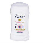 Dove, Invisible Care, 0% alcohol, део стик против изпотяване и петна с аромат на лилия и роза, 40 мл.