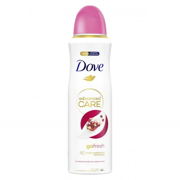 Dove, Go Fresh, 0% alcohol, дезодорант против раздразнения с аромат на нар и лимонова върбинка, 200 мл.