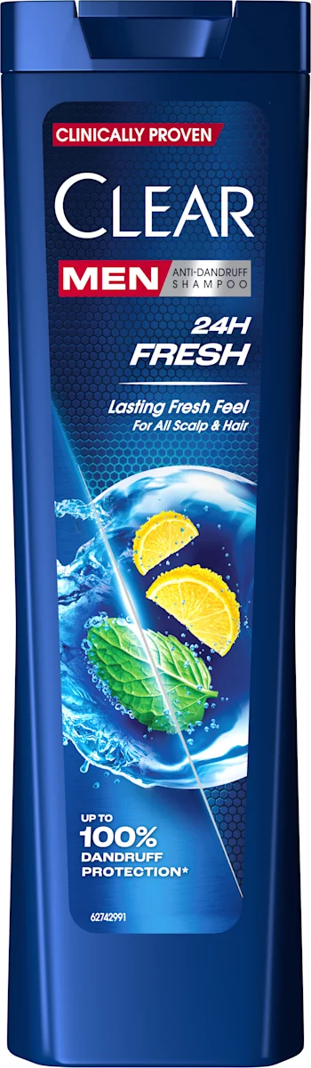 Clear, 24h. Fresh, Antidandruff, мъжки шампоан против пърхот, 225 мл.
