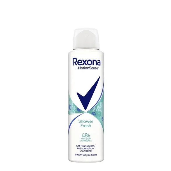 Rexona, Motion Sense, Shower Fresh, 0% Alcohol, дамски дезодорант, против изпотяване, 150 мл.