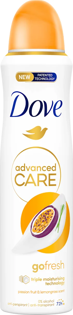 Dove, Advanced Care, Go Fresh, овлажняващ крем-дезодорант с маракуя и лимонова трева, 150 мл.