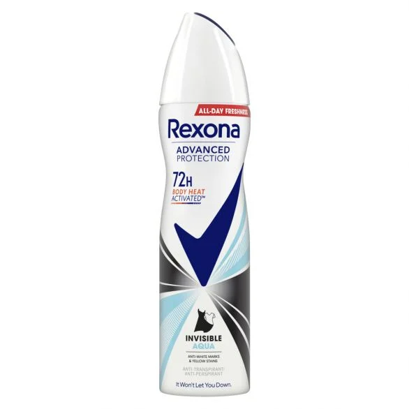 Rexona, Advanced Protection, Invisible Aqua, дамски дезодорант против изпотяване и петна, 150 мл.