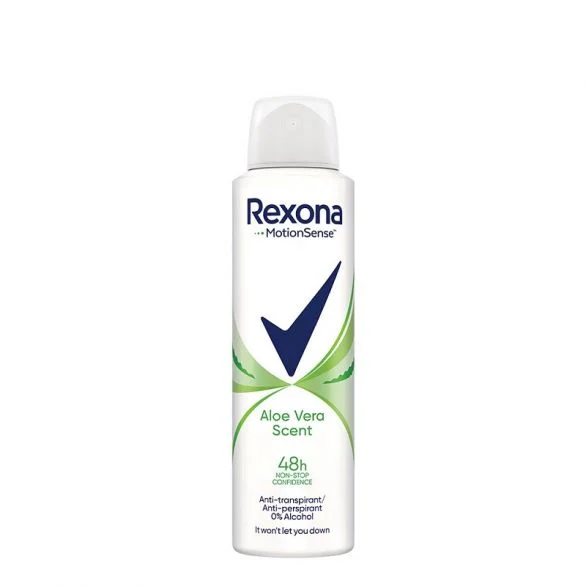 Rexona, Motion Sense, Aloe Vera Scent, 0% Alcohol, дамски дезодорант, против изпотяване и петна, 150 мл.
