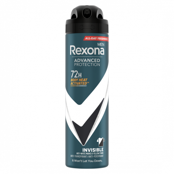 Rexona, Advanced Protection, Invisible, мъжки дезодорант против изпотяване и петна, 150 мл.