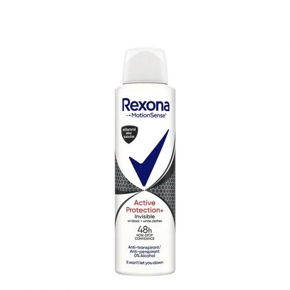 Rexona, Motion Sense, Activ Protection, Invisible, 0% Alcohol, дамски дезодорант, против изпотяване и петна, 150 мл.
