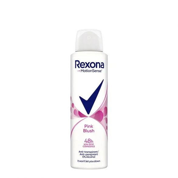Rexona, Motion Sense, Pink Blush, 0% Alcohol, дамски дезодорант, против изпотяване и петна, 150 мл.
