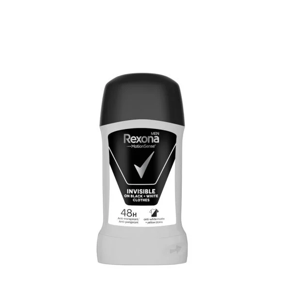 Rexona, Motion Sense, Invisible Black & White, мъжки део стик против изпотяване и петна, 50 мл.