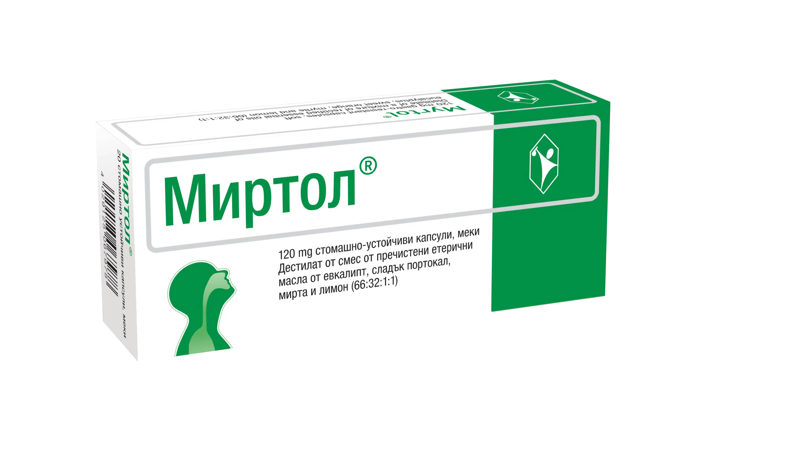 Миртол, 120 мг, при остри и хронични бронхити и синузити, 20 капсули, от G.Pohl-Boskamp