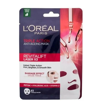 L'Oréal Revitalift Laser x3 Triple Action, хартиена маска за лице, 28 г