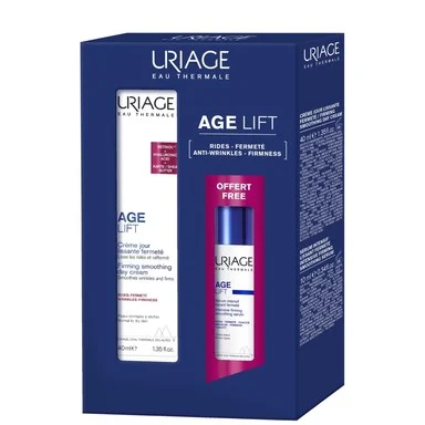 Комплект Uriage Age Lift, Коригиращ дневен крем с лифтинг ефект, 40 мл + Коригиращ серум с лифтинг ефект, 10 мл