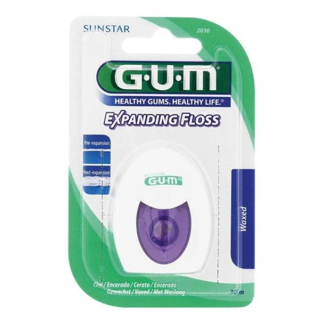 Gum, Expanding Floss, еластичен конец за зъби, 30 м.