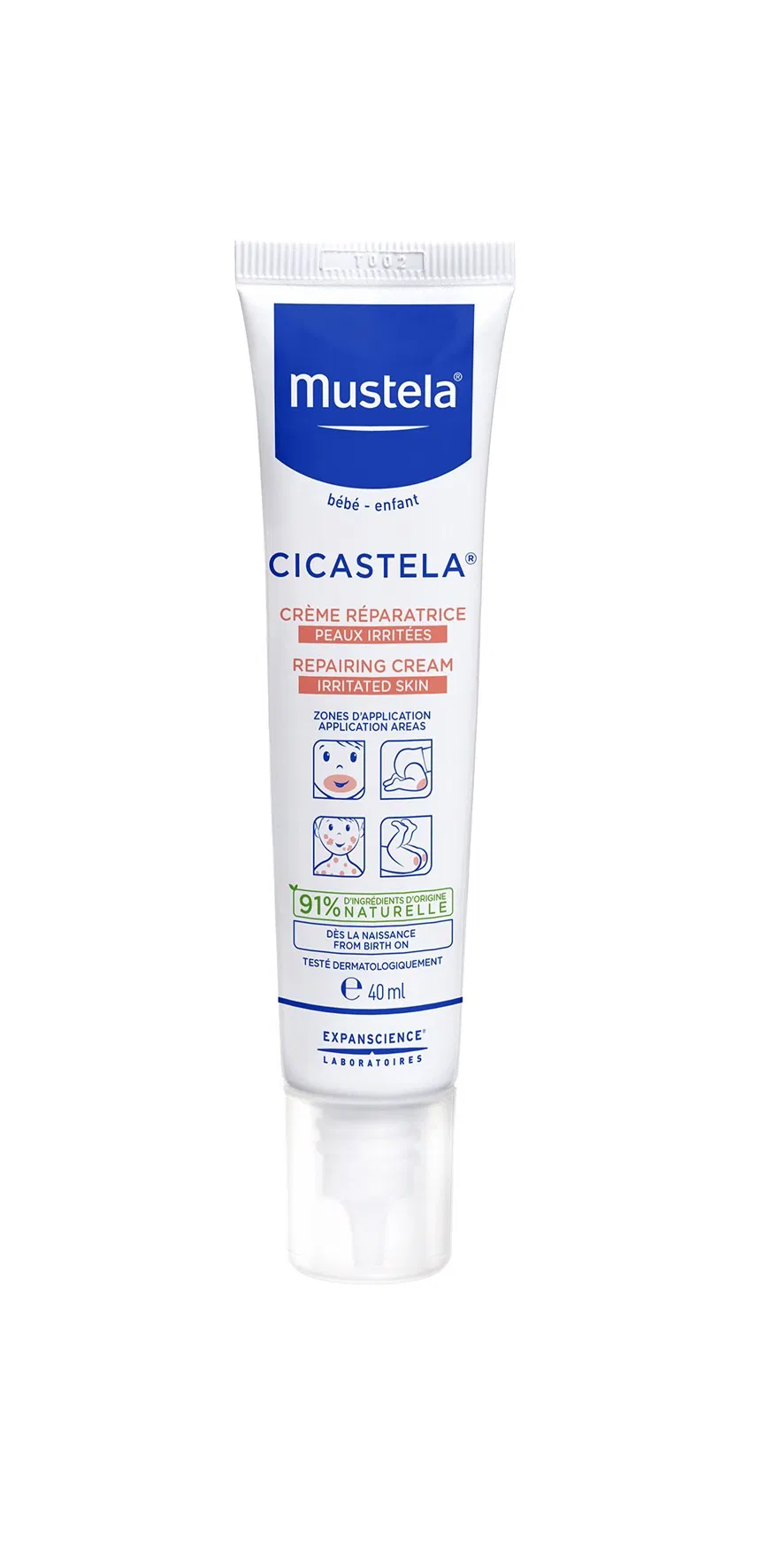 Mustela, Bébé Cicastela Repair Cream, бебешко въстановяващ крем за раздразнения и зачервявания, 40 мл.