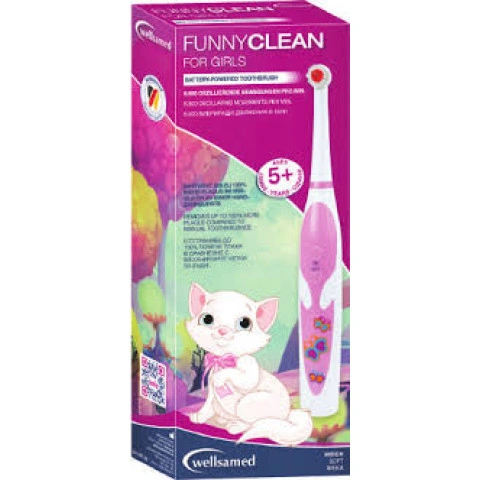 Wellsamed Funny Clean Girl 5+, електрическа четка за зъби за момиче, 1 бр.