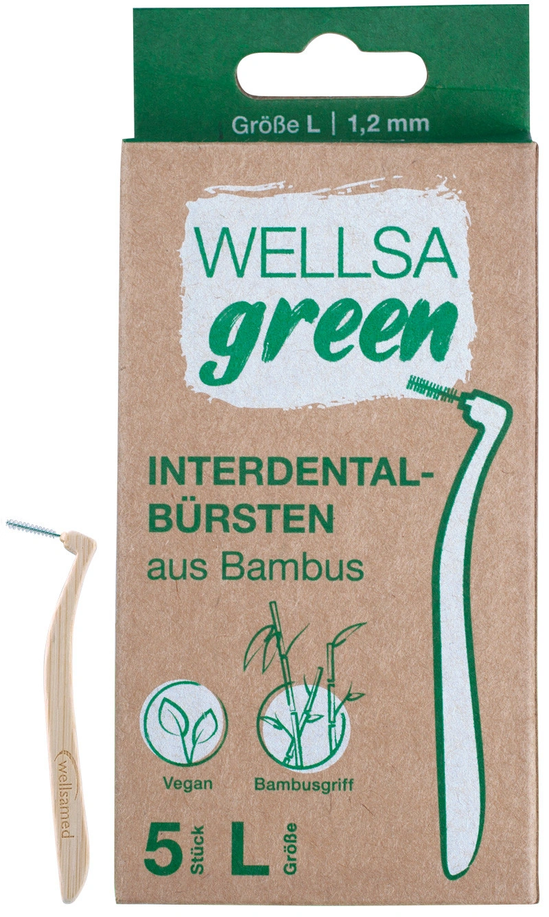 Wellsamed Wellsagreen, интердентални четки за зъби от бамбук, L 1.2 мм., 5 бр.