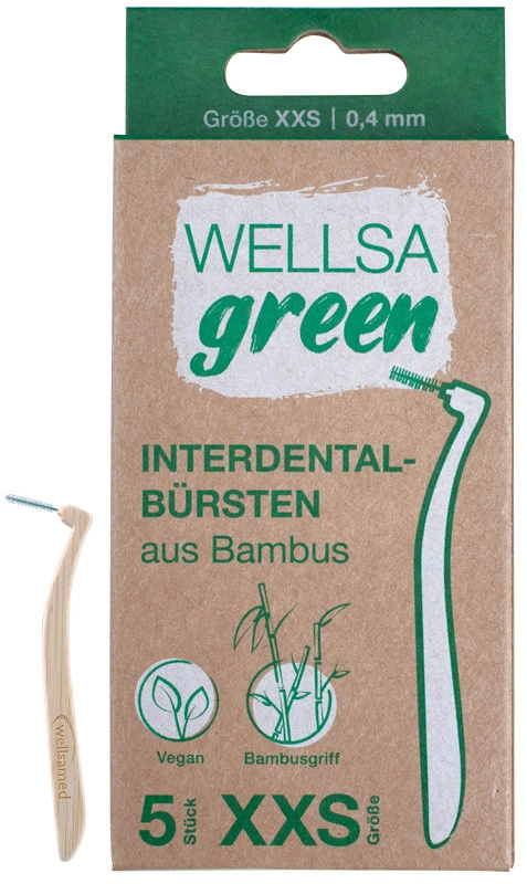 Wellsamed Wellsagreen, интердентални четки за зъби от бамбук, XXS 0.4 мм., 5 бр.