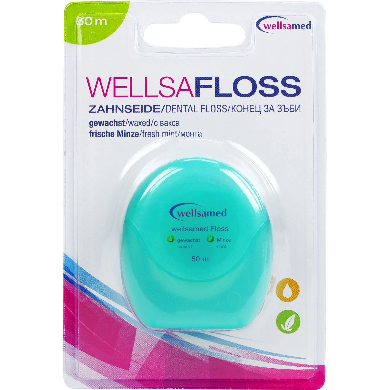 Wellsamed Mentol, конец за зъби с вакса ментол, 50 м.