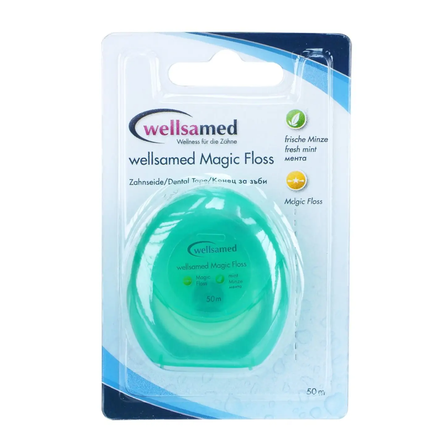 Wellsamed Magic Floss, конец за зъби с вакса ментол, 50 м.