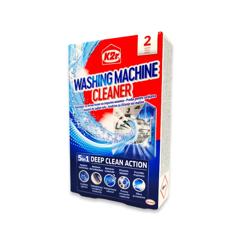K2r Washing Machine Cleaner 5in1, препарат за почистване на пералня машина, 2 бр.