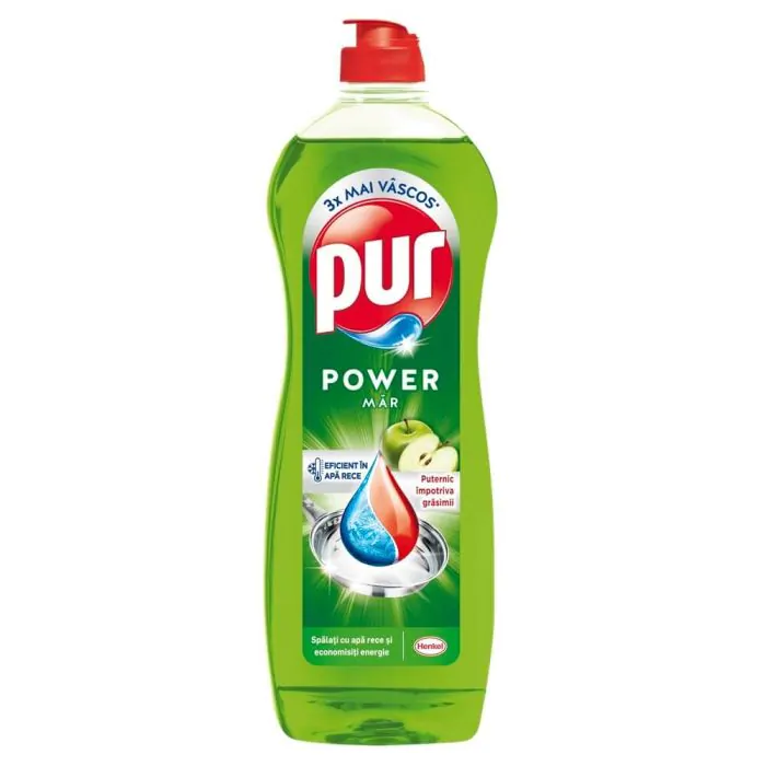 Pur Power Apple, препарат за съдове с ябълка, 750 мл.