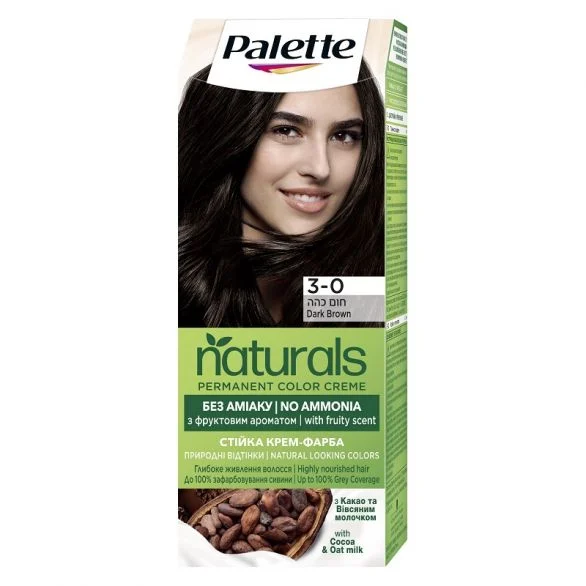 Palette Naturals, Боя за коса, 3-0 тъмно кафяв