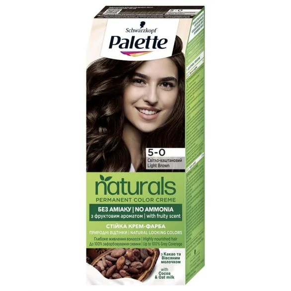 Palette Naturals, Боя за коса, 5-0 светло кафяв