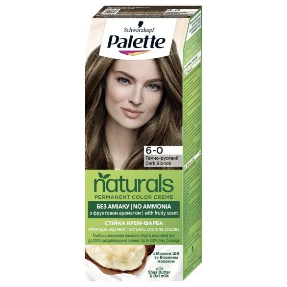 Palette Naturals, Боя за коса, 6-0 тъмно рус
