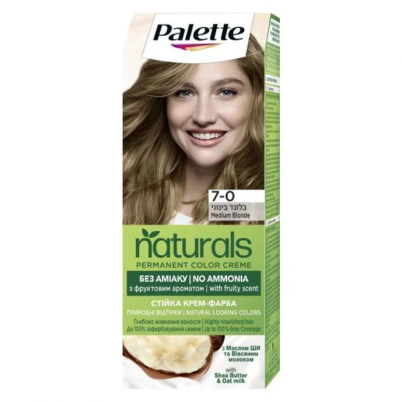 Palette Naturals, Боя за коса, 7-0 средно рус