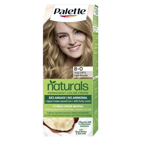 Palette Naturals, Боя за коса, 8-0 светло рус