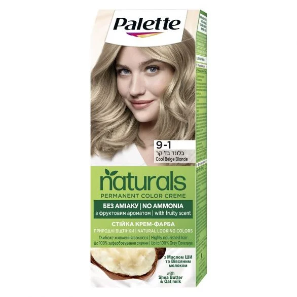 Palette Naturals, Боя за коса, 9-1 студено бежово рус